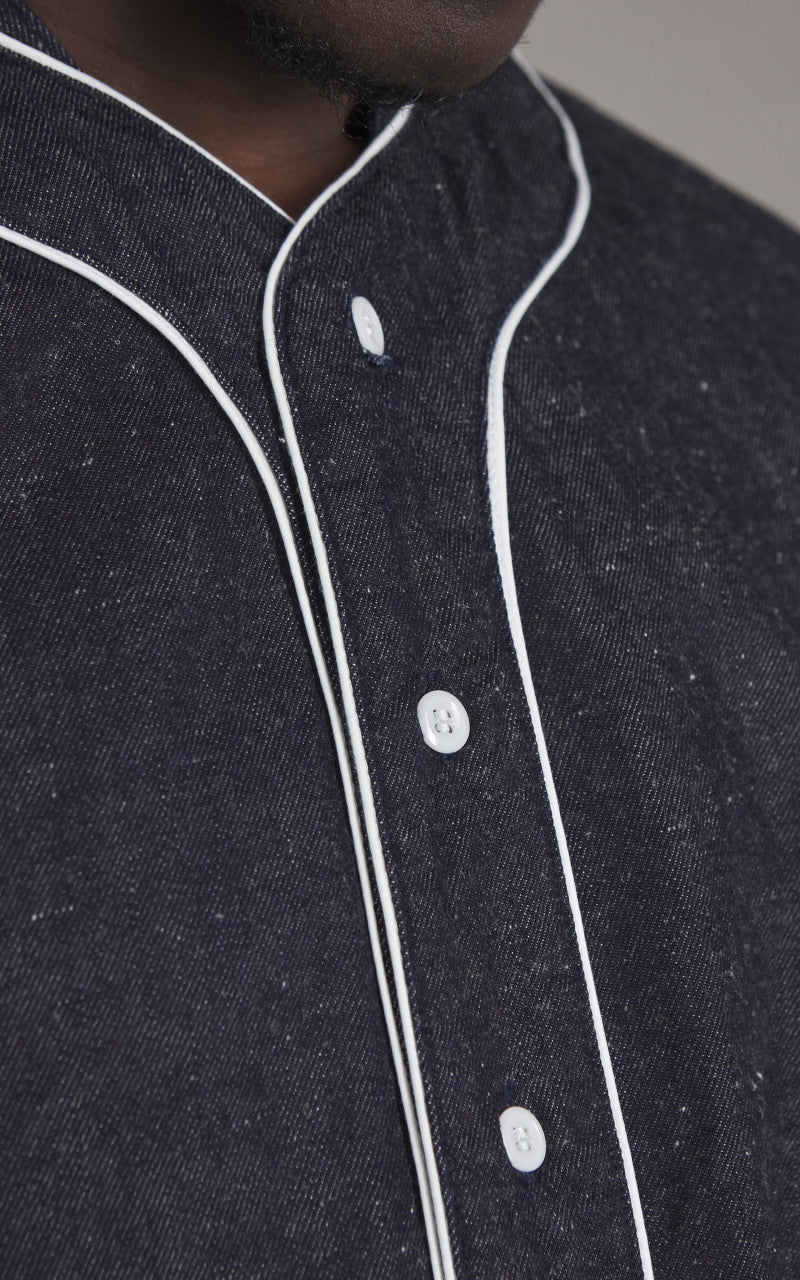FOB Factory F3490 Baseball Shirt Indigo