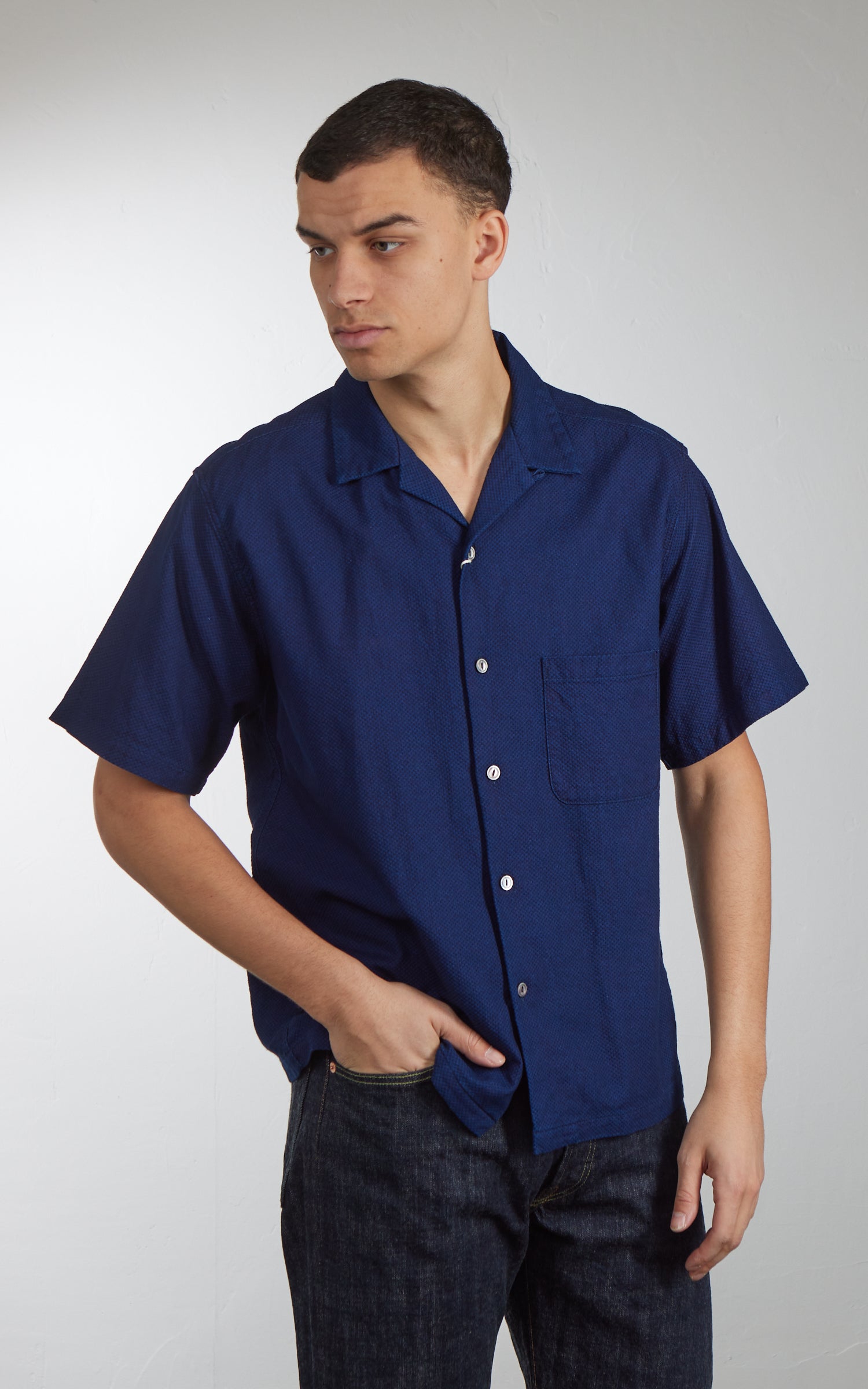 FOB Factory F3500 ID Sashiko Holiday Shirt Indigo