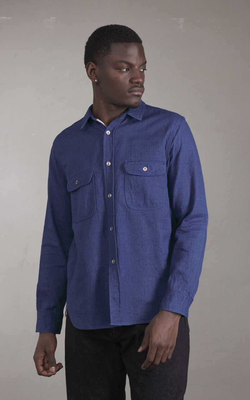 FOB Factory F3507 Indigo Gauze Work Shirt Blue