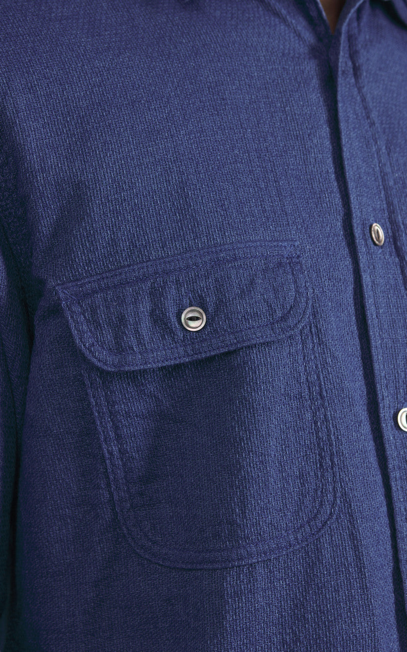 FOB Factory F3507 Indigo Gauze Work Shirt Blue