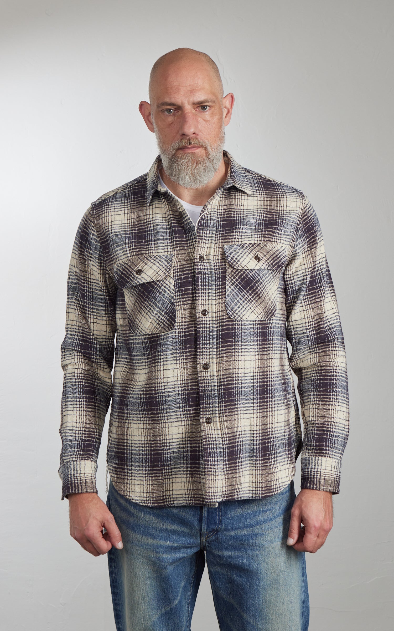 FOB Factory F3510 Heavy Flannel Work Shirt Navy