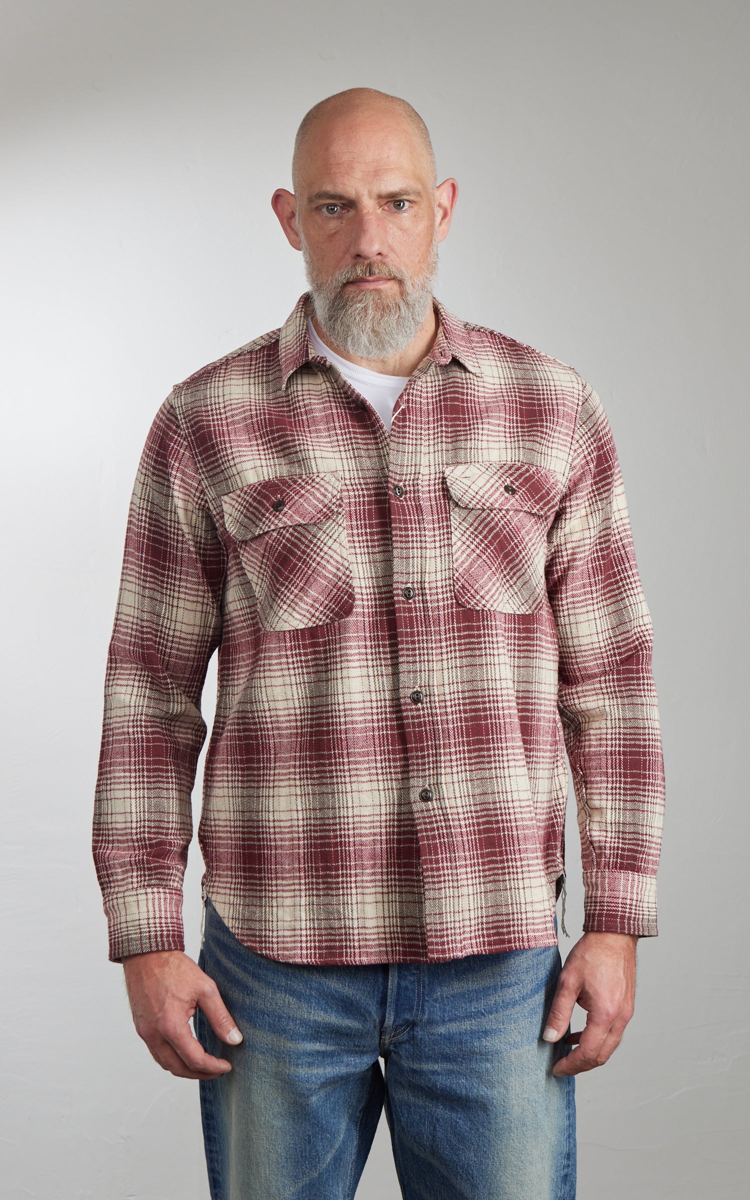 FOB Factory F3510 Heavy Flannel Work Shirt Red