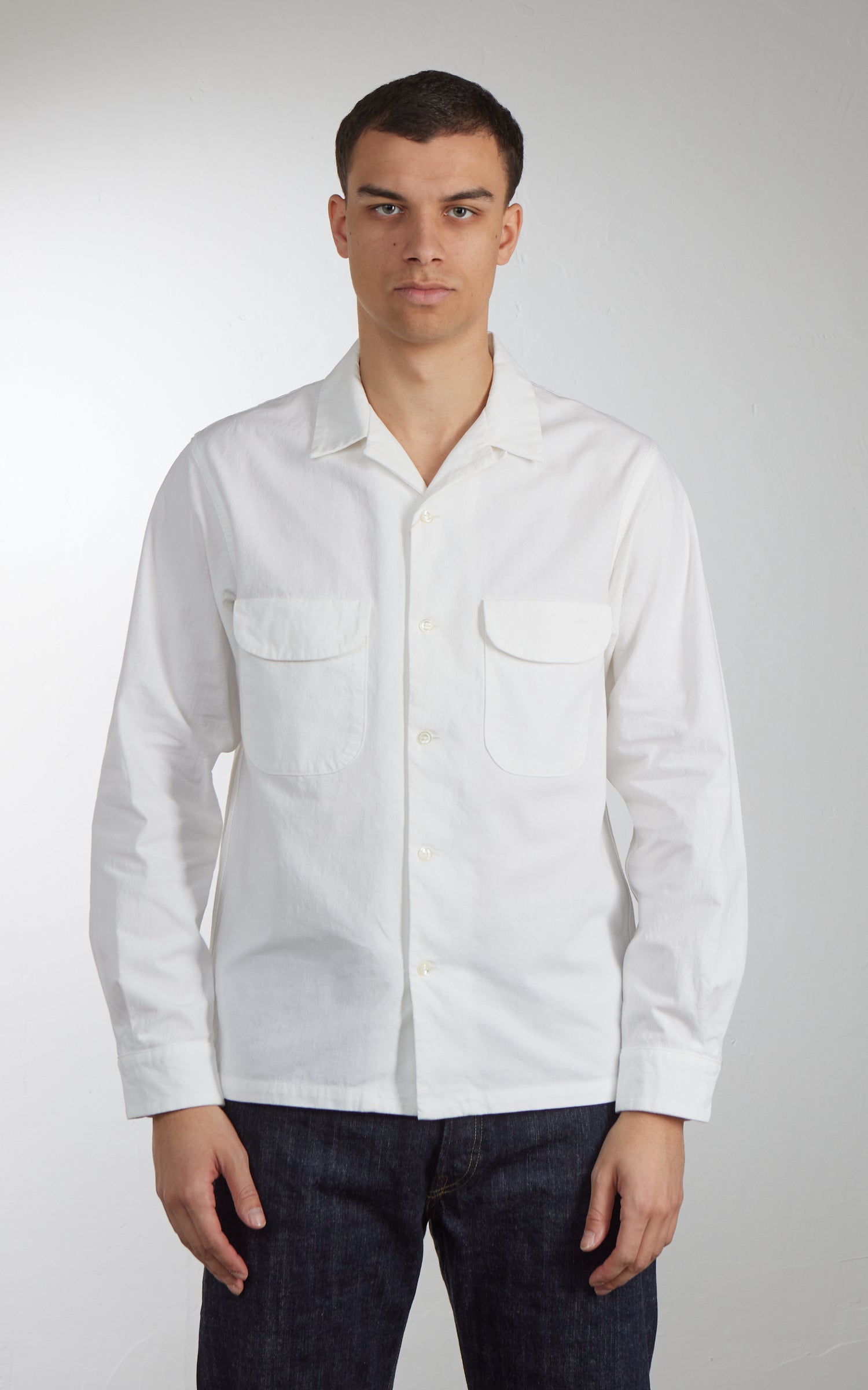 FOB Factory F3514 Open Collar Shirt White
