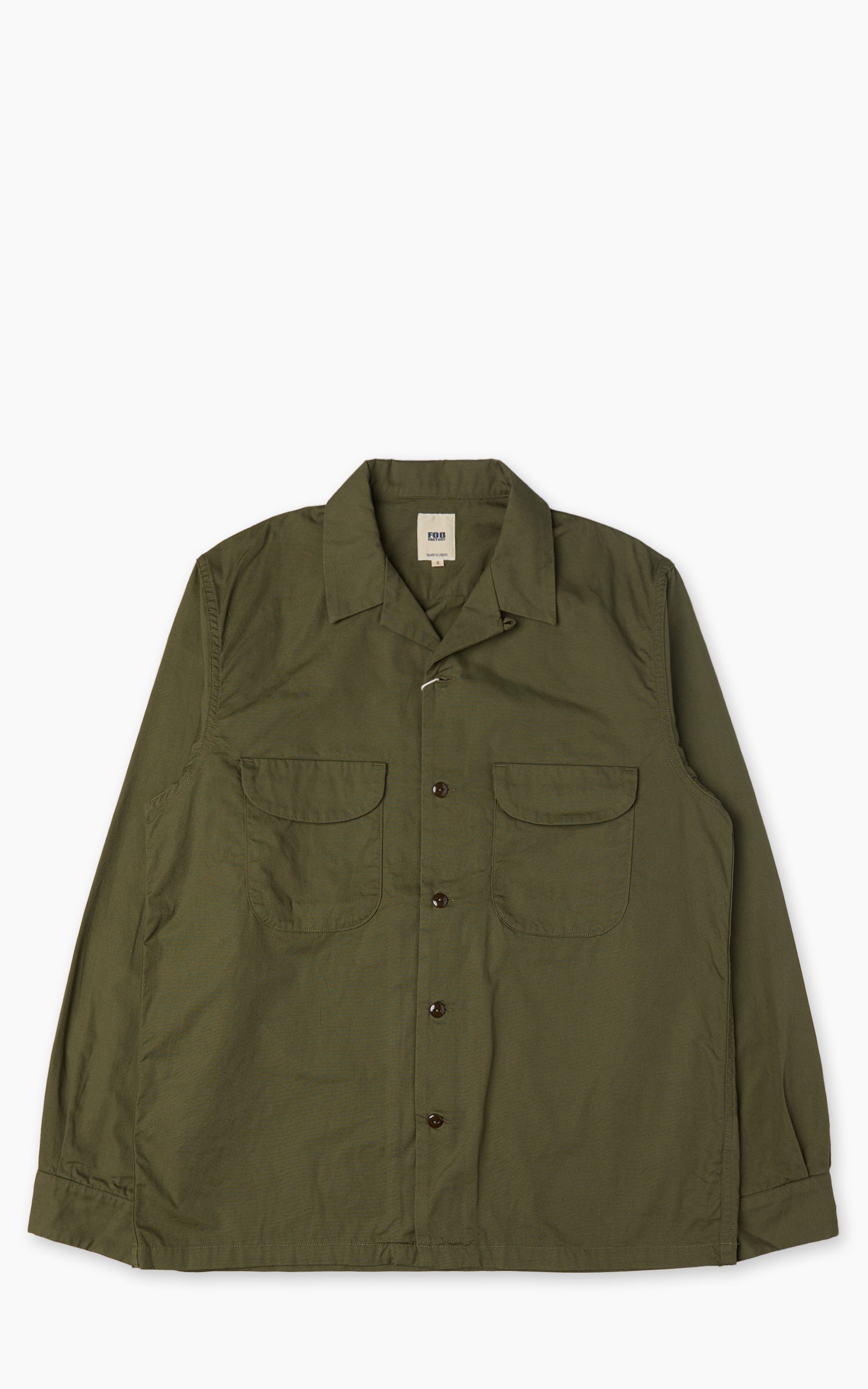 FOB Factory F3515 Open Collar Shirt Olive