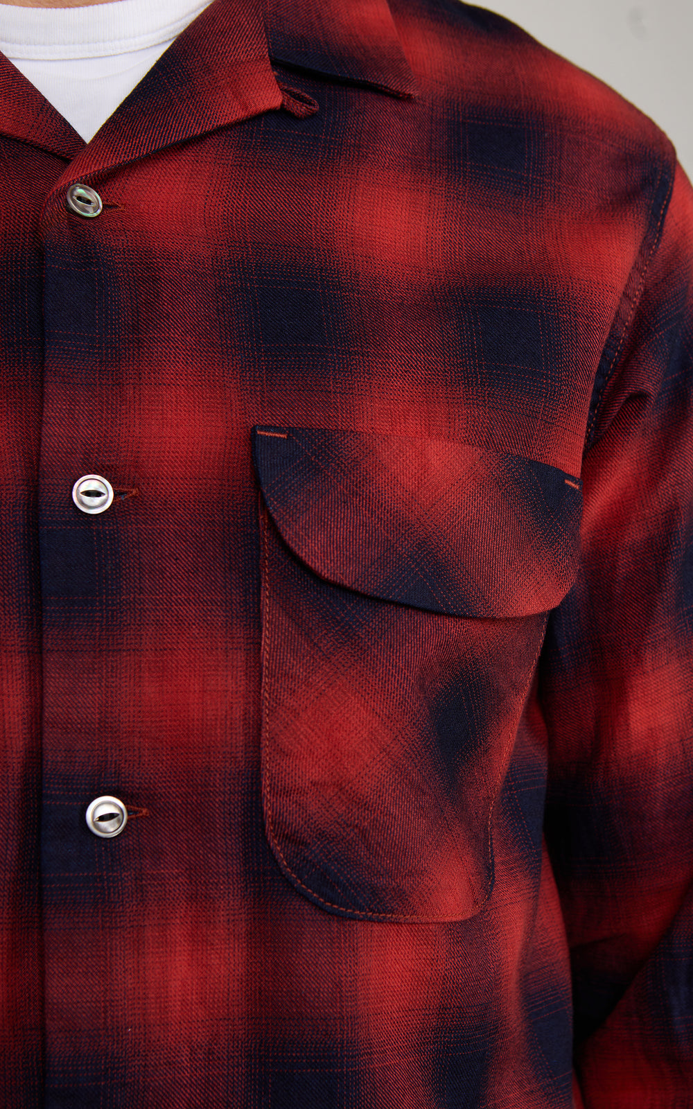 FOB Factory F3519 Open Collar Shirt Red Check