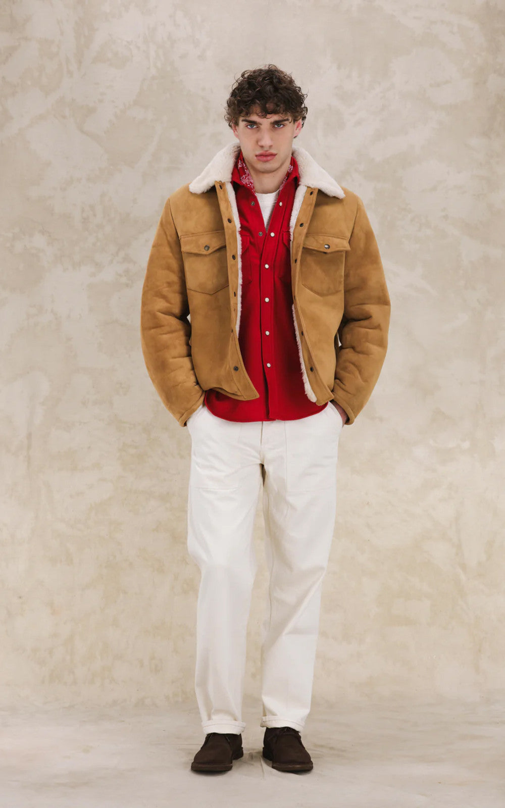 Fortela Quarter Shearling Jacket Camel