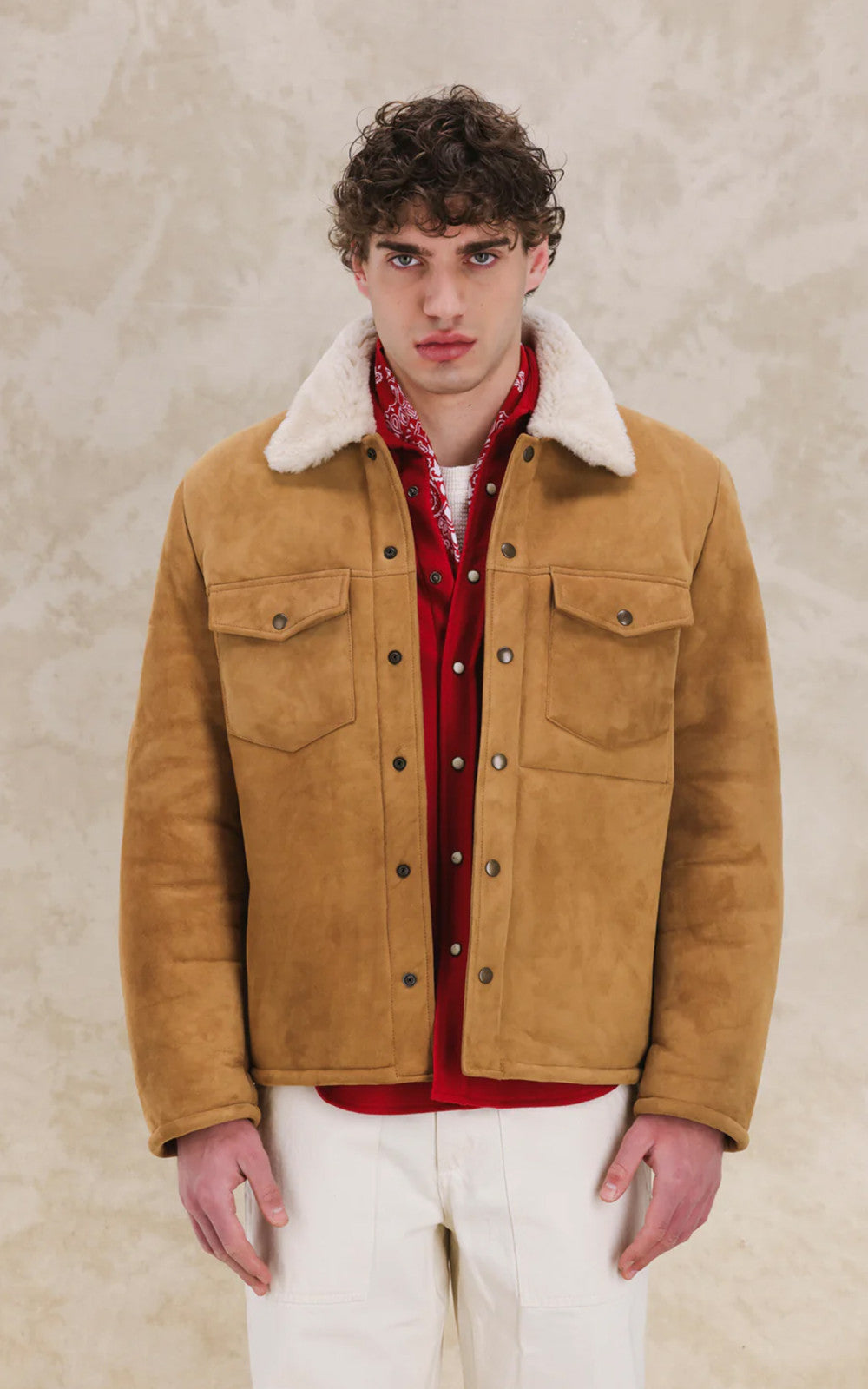 Fortela Quarter Shearling Jacket Camel