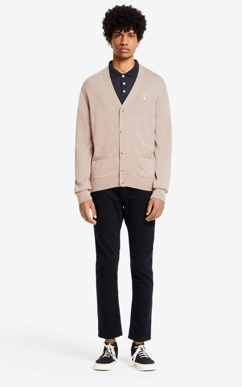 Maison Kitsuné Fox Head Patch Classic Cardigan Beige Melange