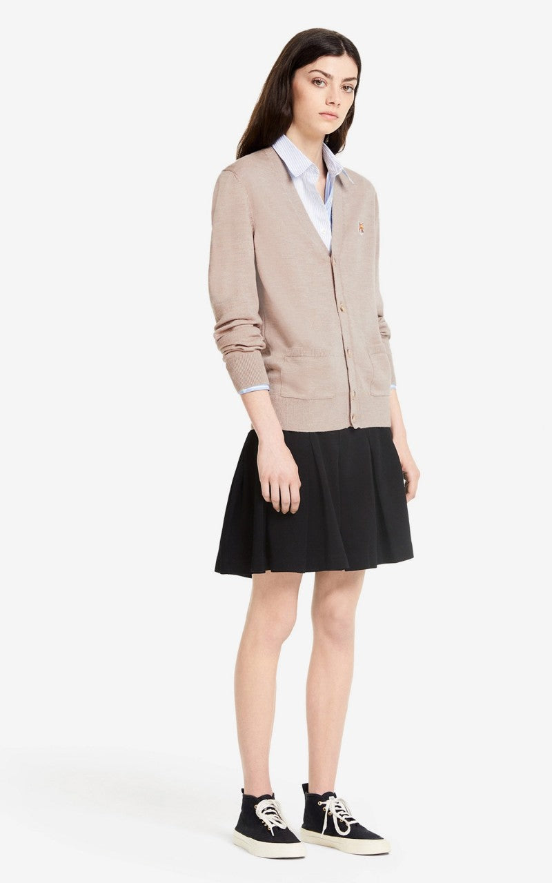 Maison Kitsuné Fox Head Patch Classic Cardigan Beige Melange