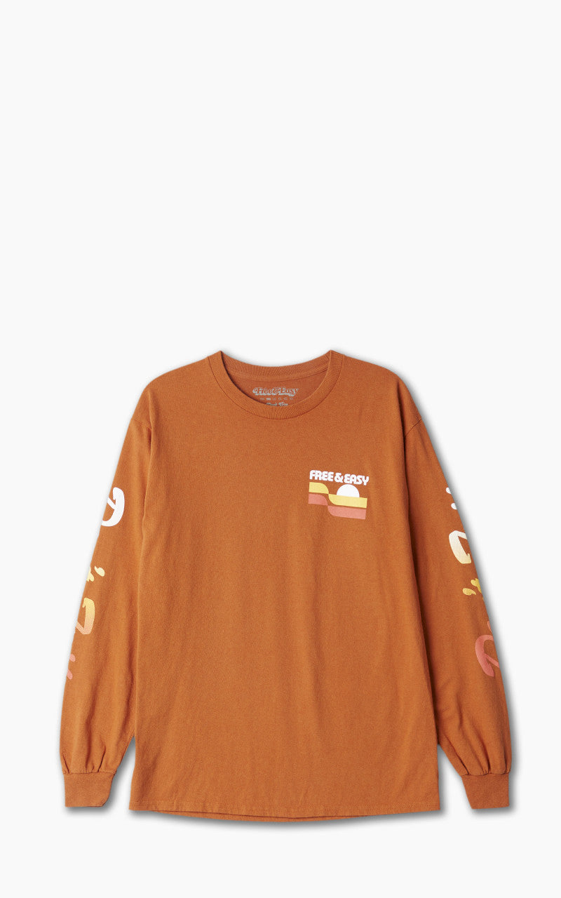 Free & Easy Sunset Waves L/S Tee Orange