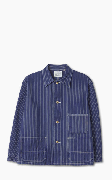 ジャケット・アウター 8HU INDIGO WABASH STRIPE CHORE JACKET FULL COUNT Indigo Wabash Stripe Chore Jacket – Leather Healer
