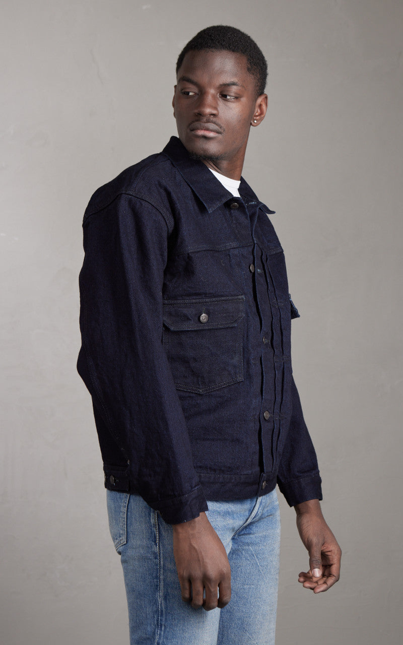 Fullcount 2102SRB Type 2 Selvedge Denim Jacket Super Rough Indigo x Black 15.5oz