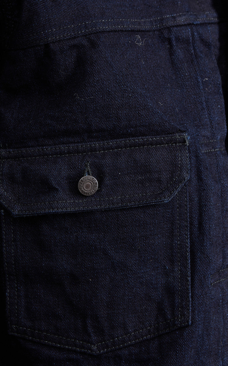 Fullcount 2102SRB Type 2 Selvedge Denim Jacket Super Rough Indigo x Black 15.5oz