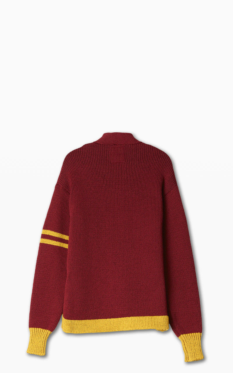 Fullcount 3008 Husk Wool Letterman Cardigan Burgundy "30th Anniversary"
