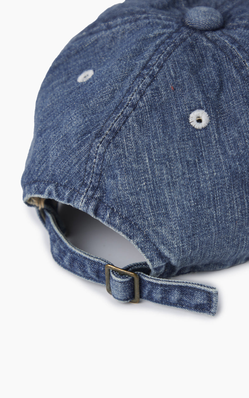 Fullcount 6 Panel Denim Baseball Cap 'F' Patch Indigo Blue