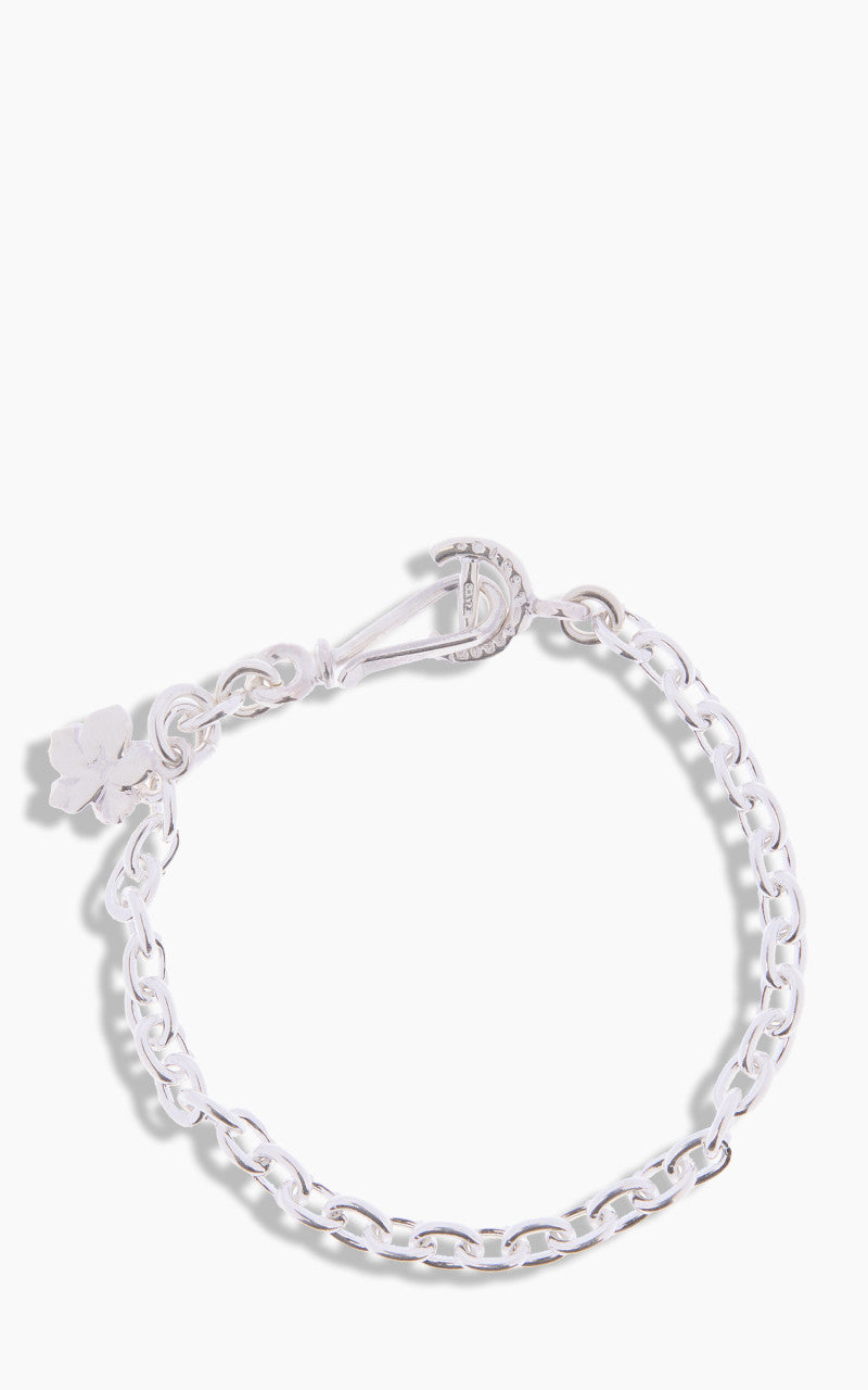 First Arrow's BR-044 Chain Bracelet With 1.5Φ Flower Silver