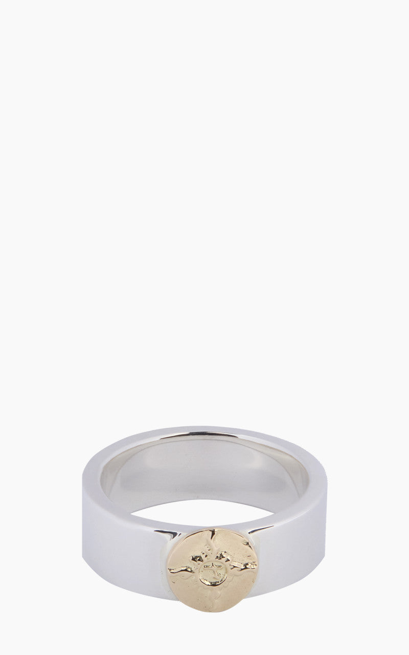 First Arrow's R-001 Flat Hammered Ring Silver With K18