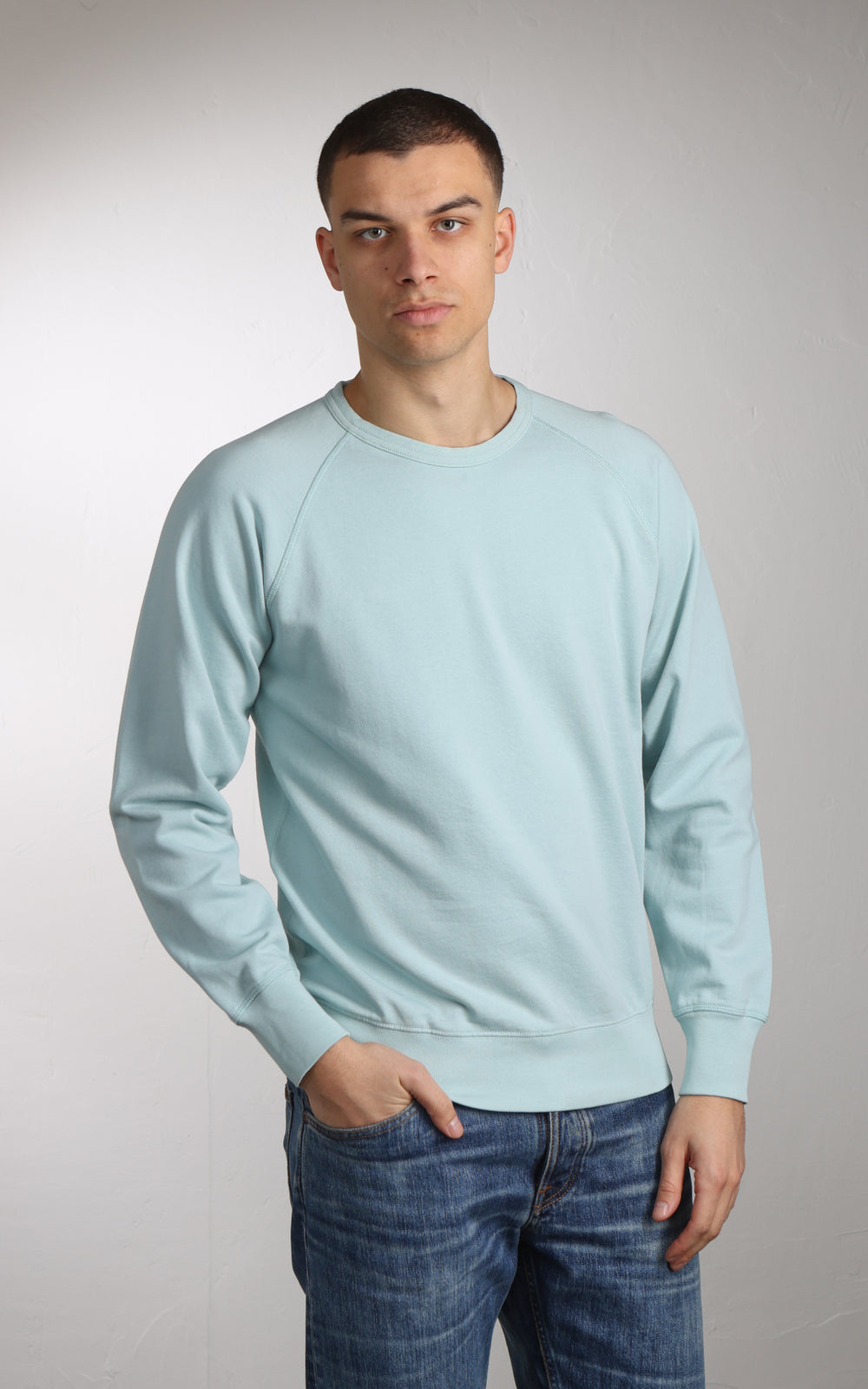 Flea-T Sweatshirt unifarben Pigment gefärbt Mint