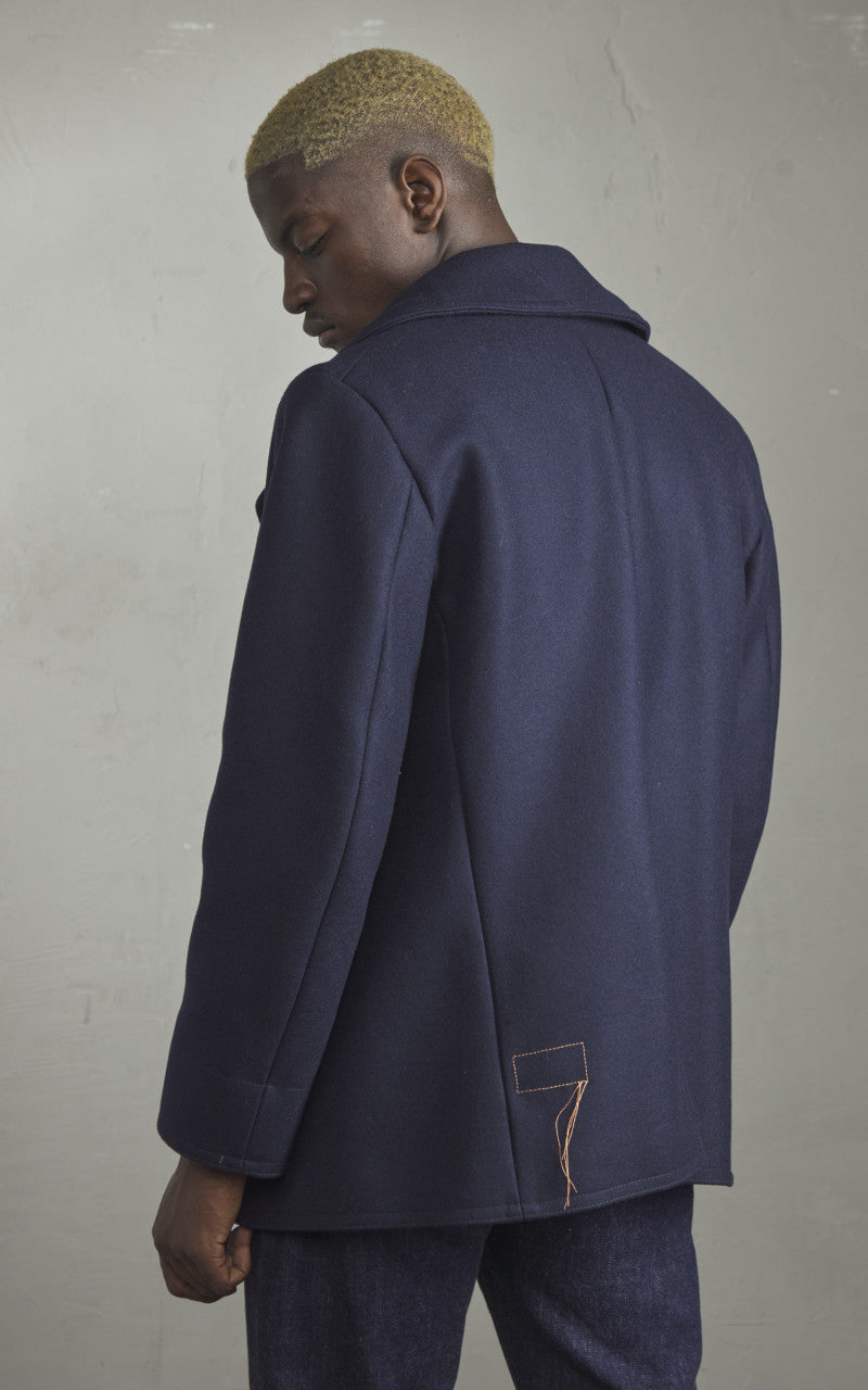 Fortela Double Breasted Pea Coat Navy