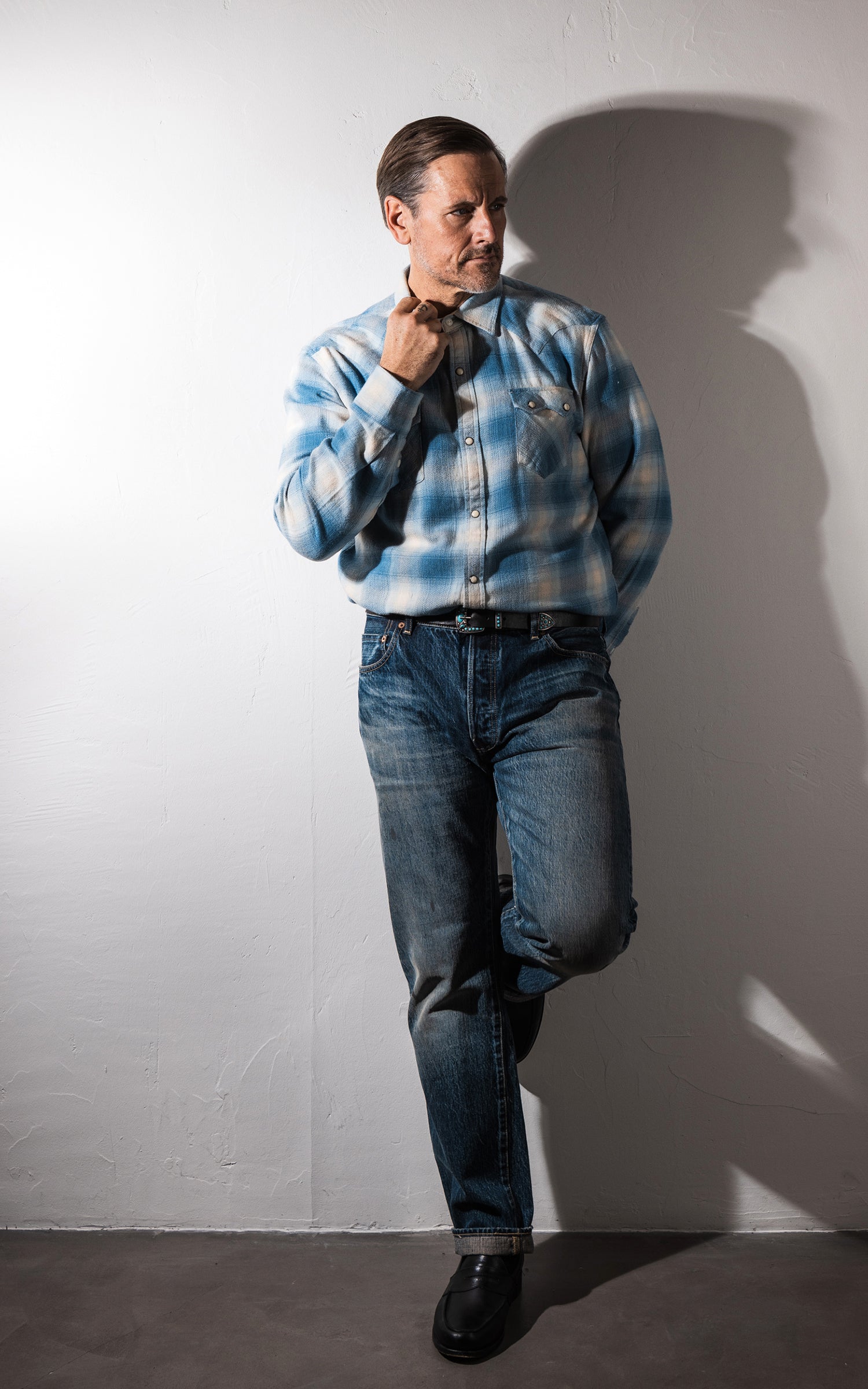 Fortela Josh Western Shirt Plaid Light Blue