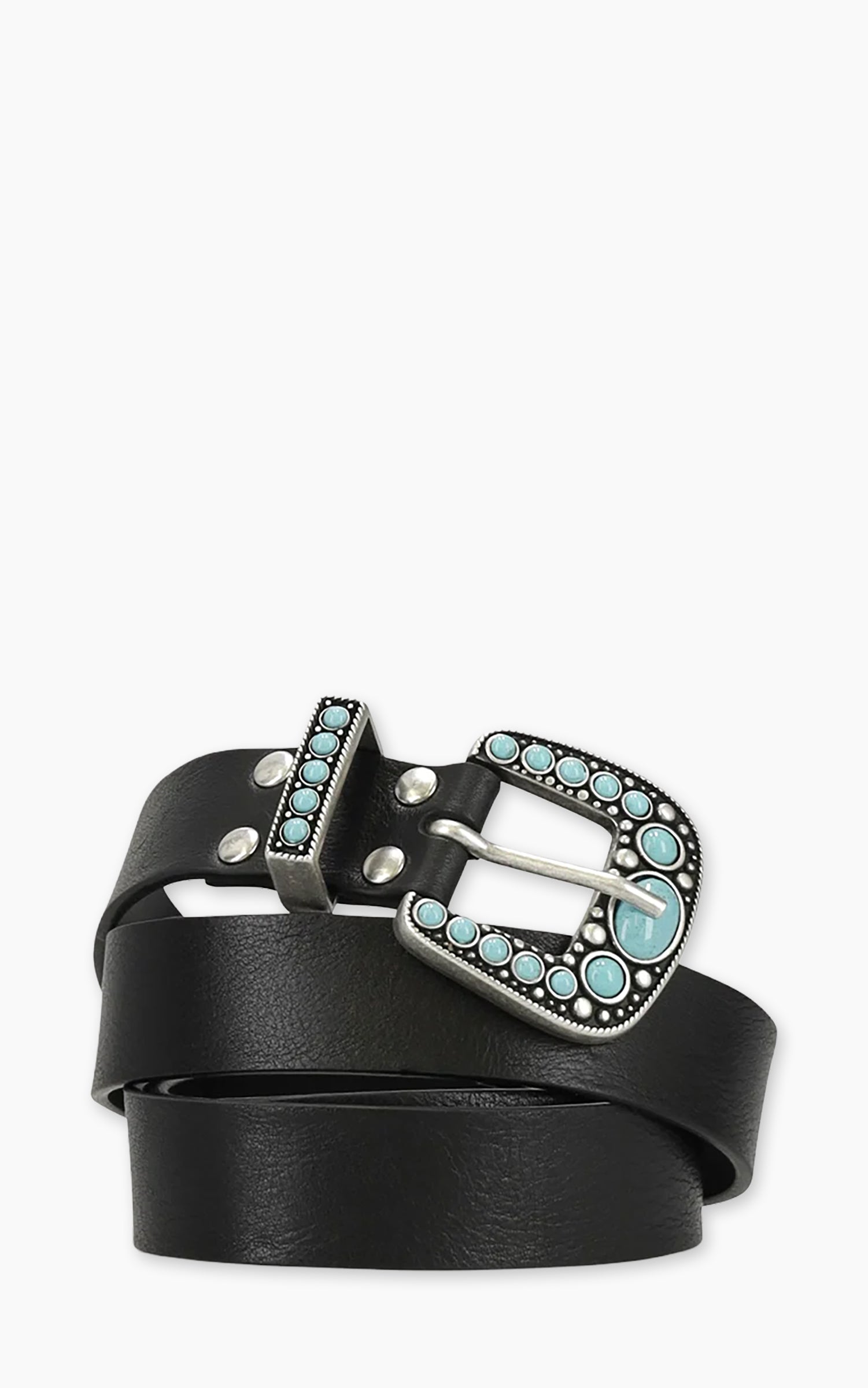Fortela Thelma Calfskin Belt Turquoise Black