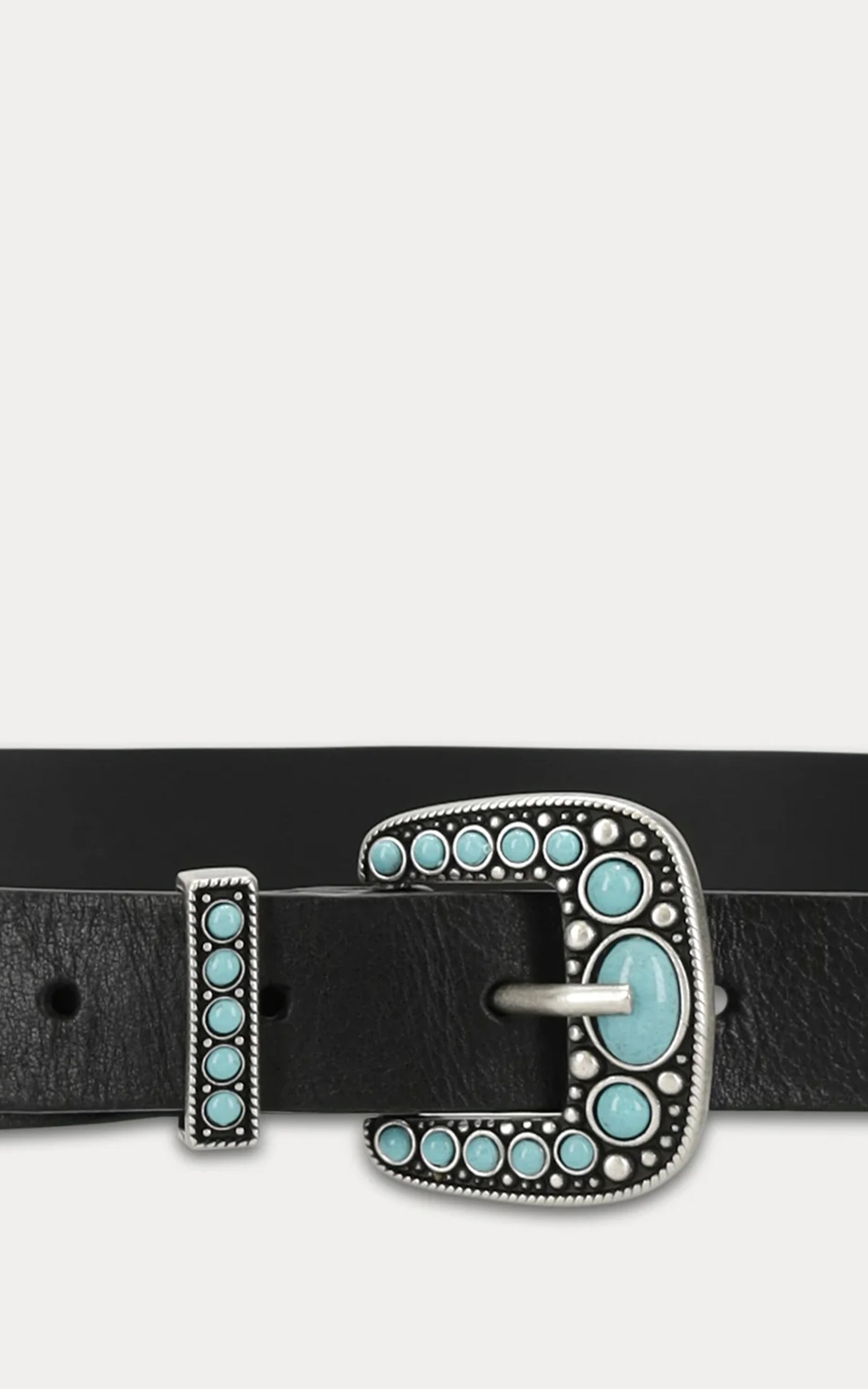Fortela Thelma Calfskin Belt Turquoise Black