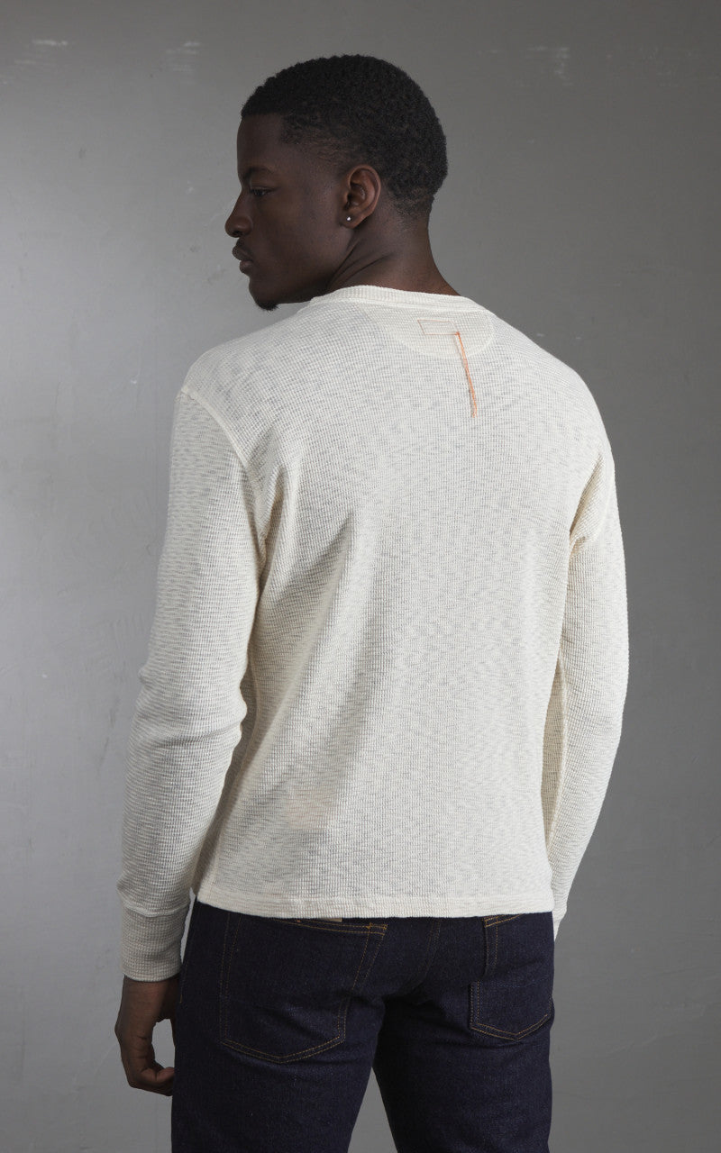 Fortela Amish Waffle Longsleeve Henley Shirt Off White