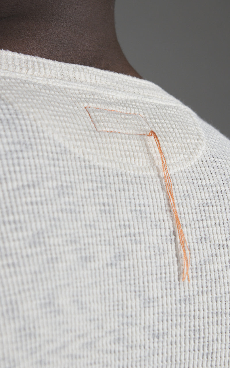 Fortela Amish Waffle Longsleeve Henley Shirt Off White