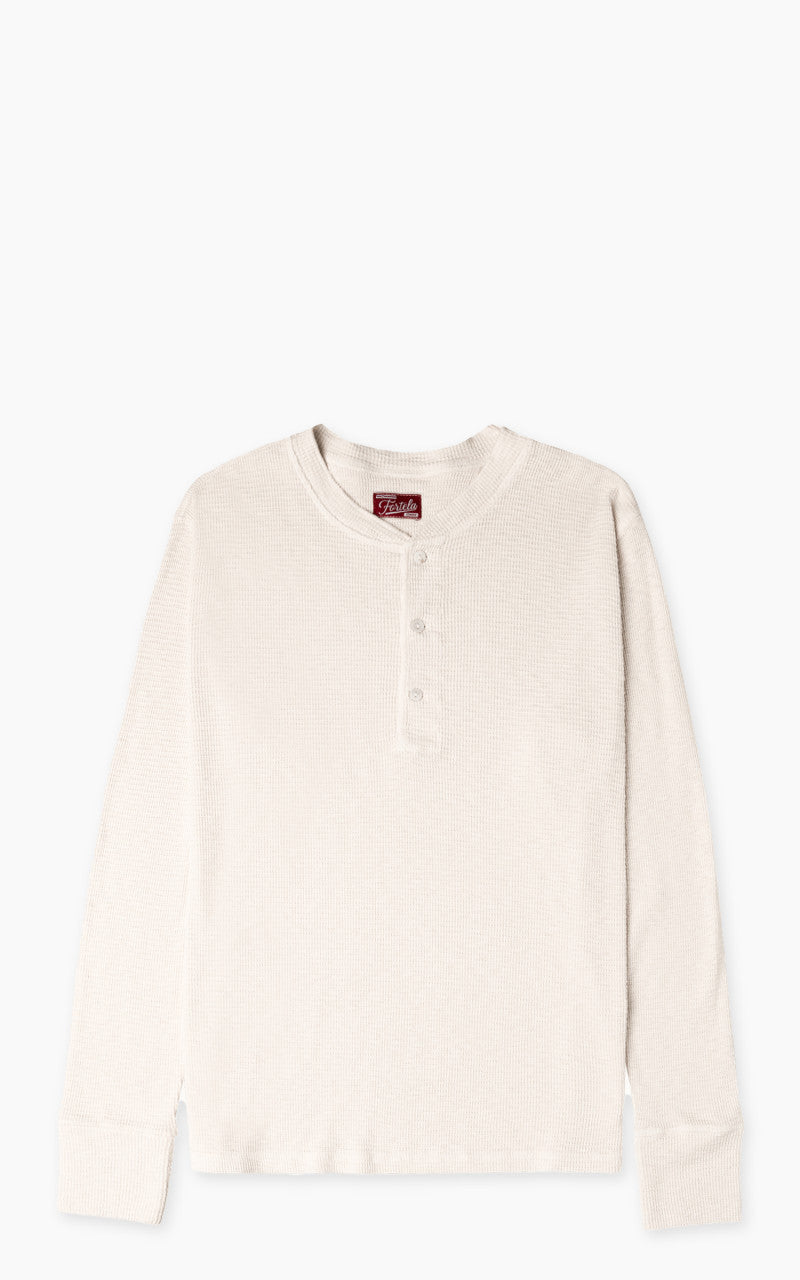 Fortela Amish Waffle Longsleeve Henley Shirt Off White