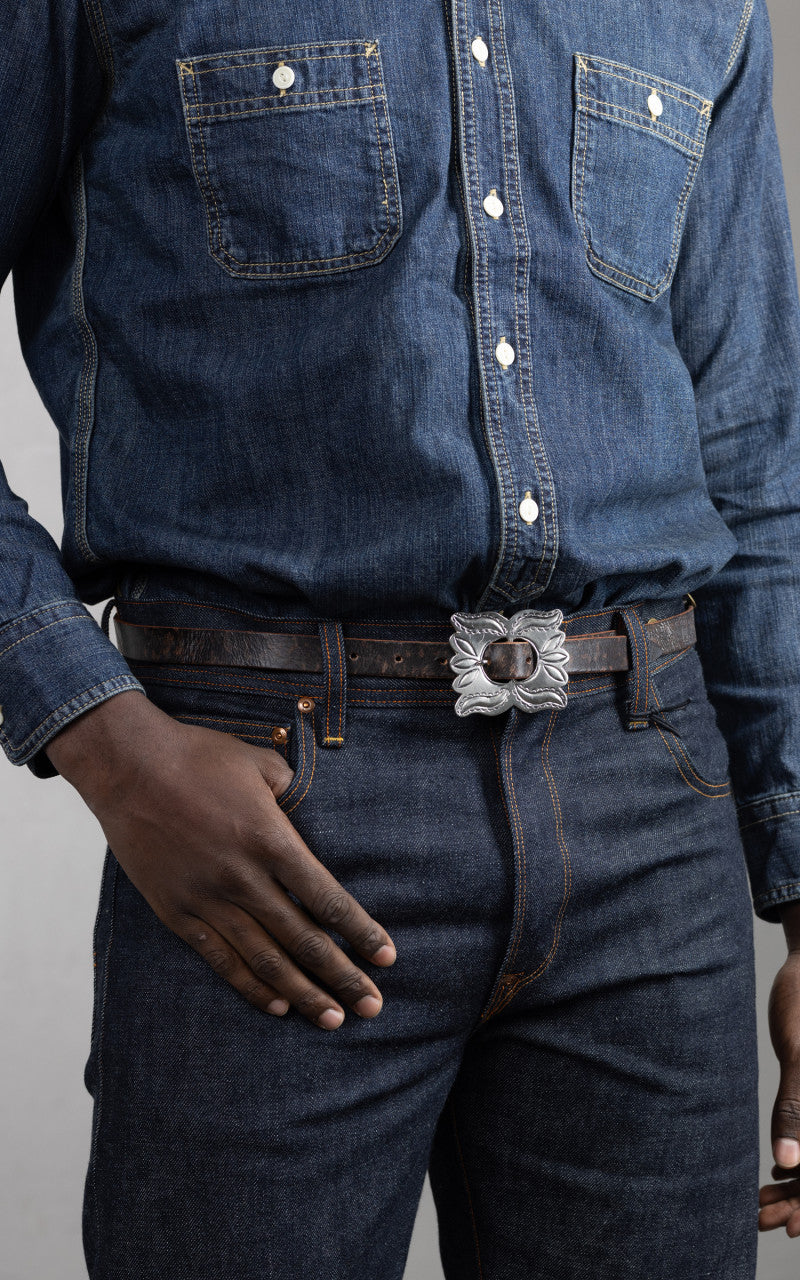 Fortela Butterfly Leather Belt Brown