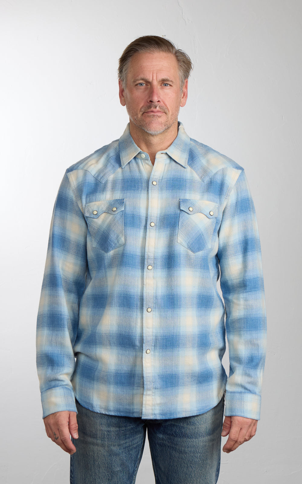 Fortela Josh Western Shirt Plaid Light Blue