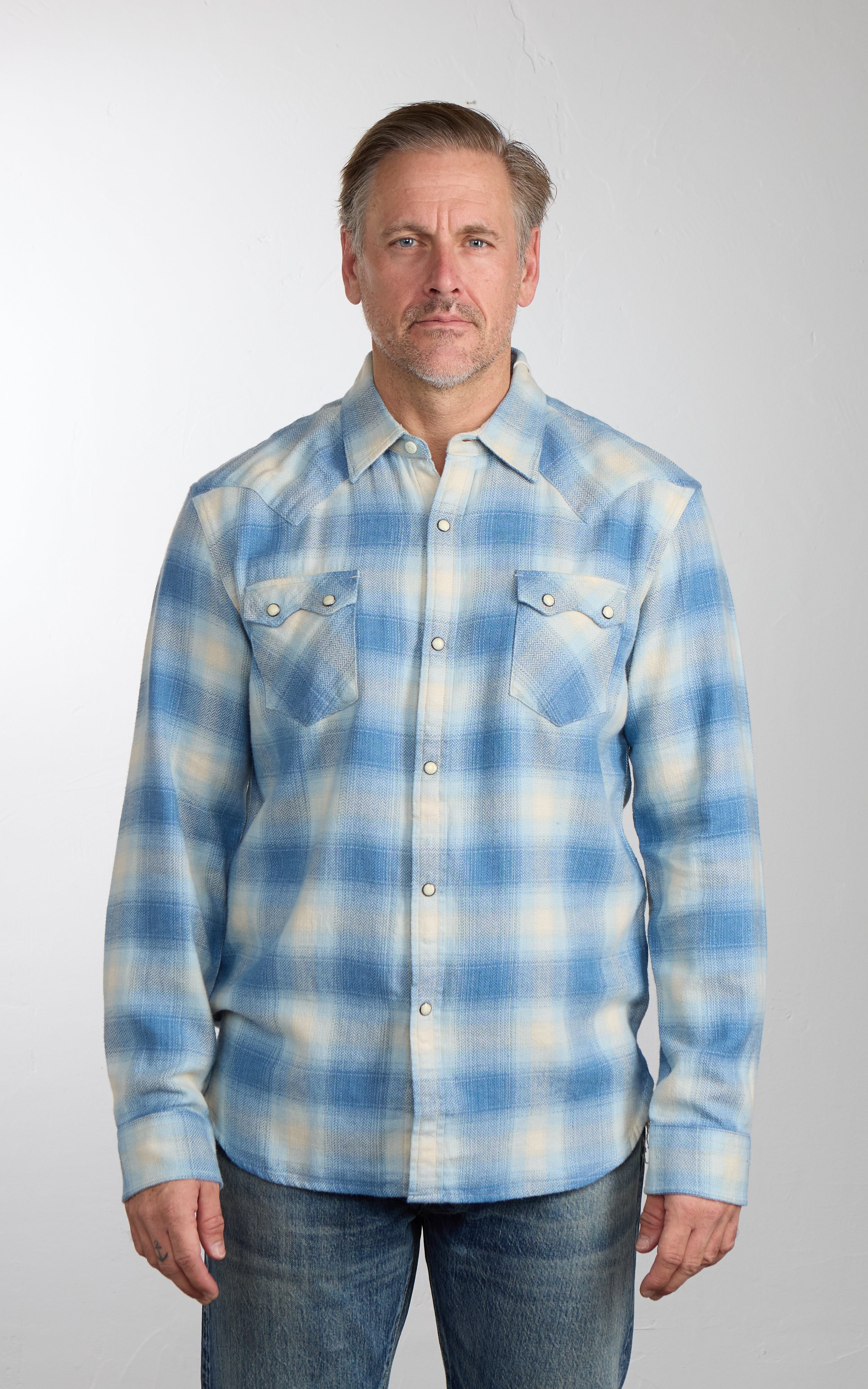 Fortela Josh Western Shirt Plaid Light Blue