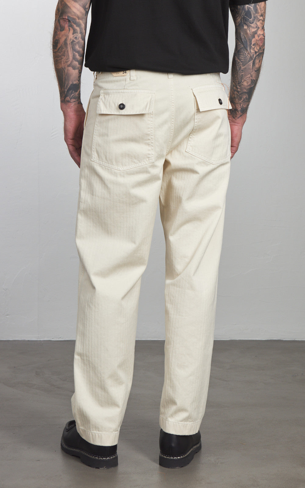 Fortela New Fatigue Pants Herringbone Green Off White