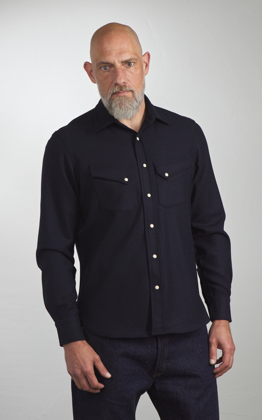 Fortela Pasadena Shirt Western Wool Flannel Blue