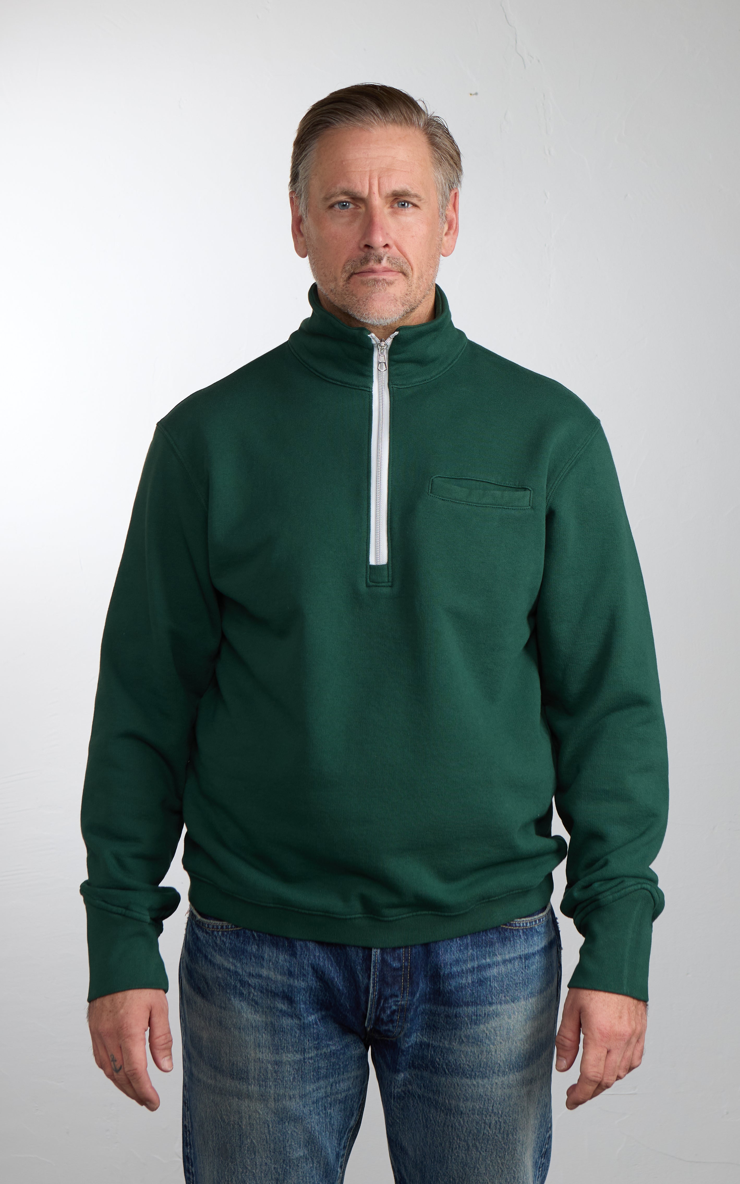 Fortela Princeton Brushed Jersey Sweatshirt Zipper Bottle Green