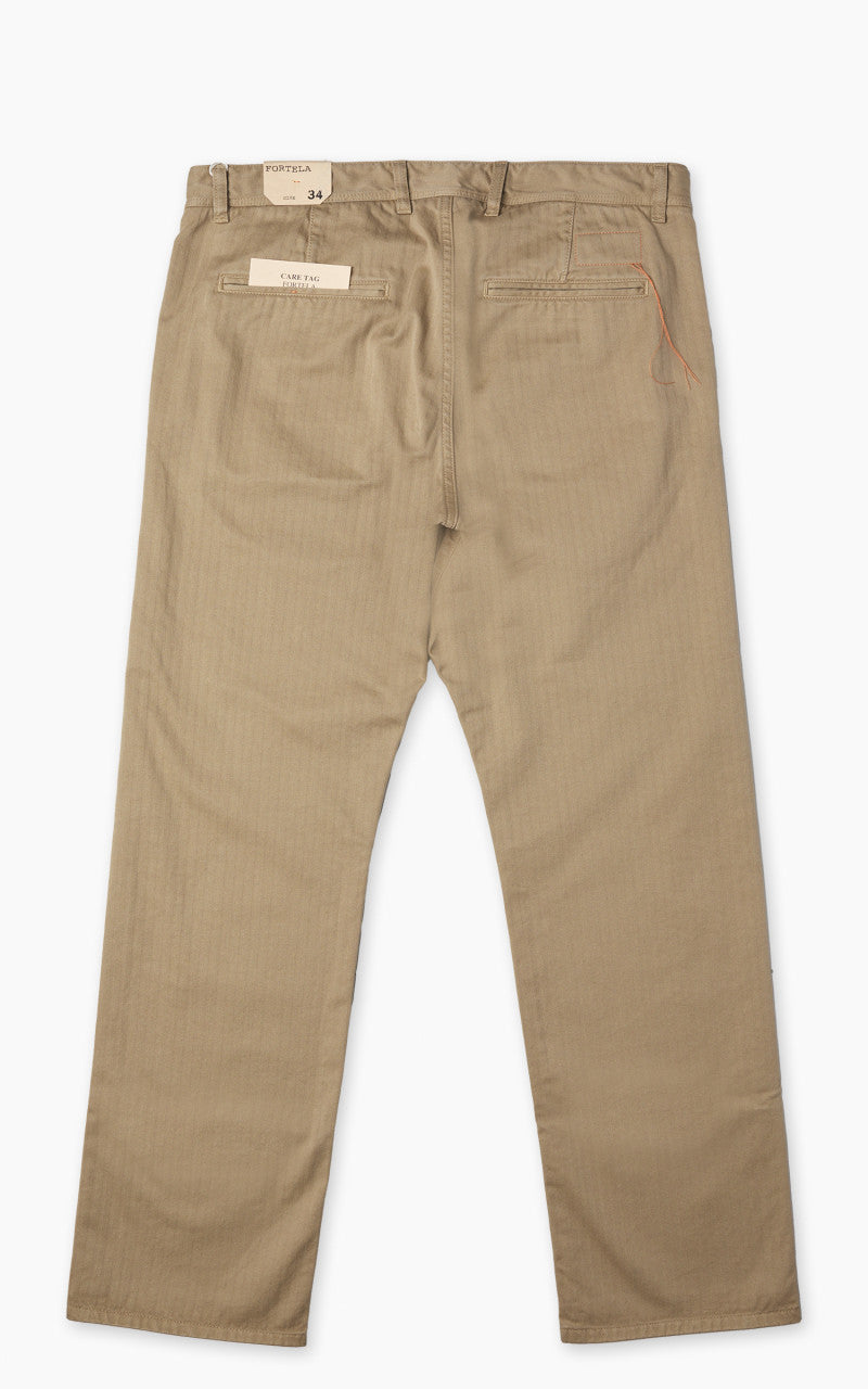 Fortela Reno Chino Trousers Herringbone Twill Beige