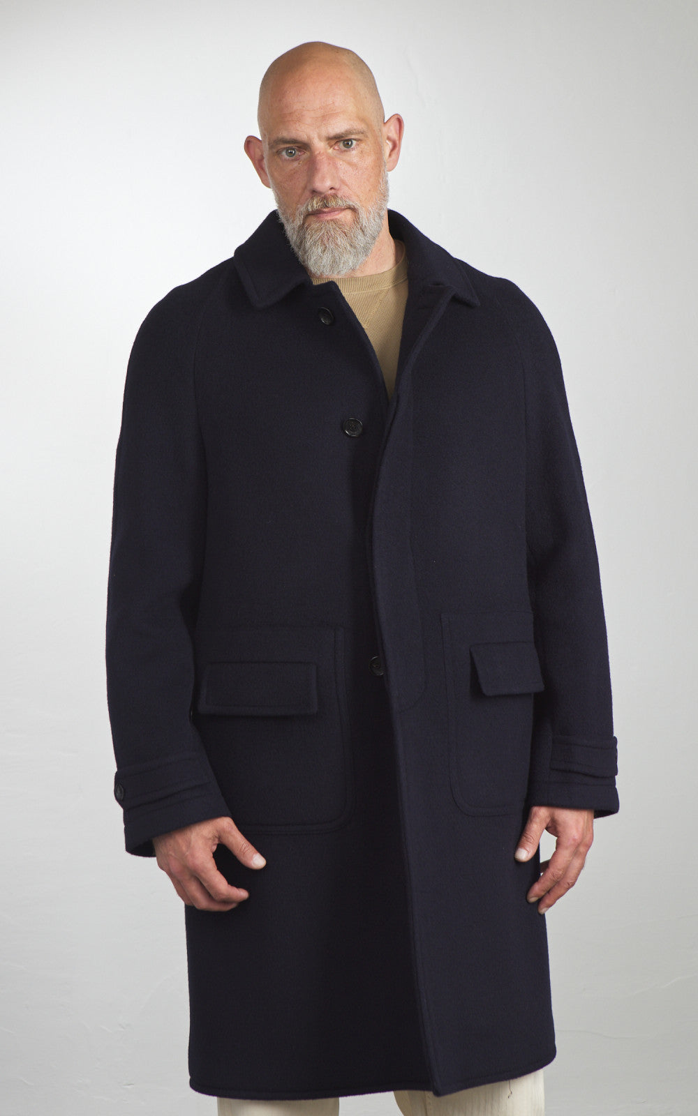 Fortela Amedeo Single-Breasted Wool Coat Blue