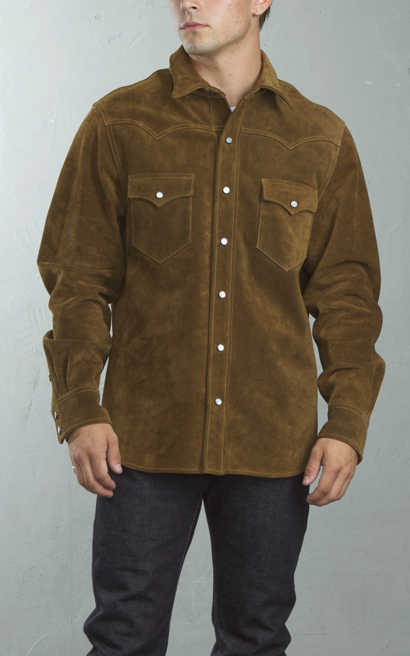 Fortela Ranch Western Suede Shirt Jacket Brown