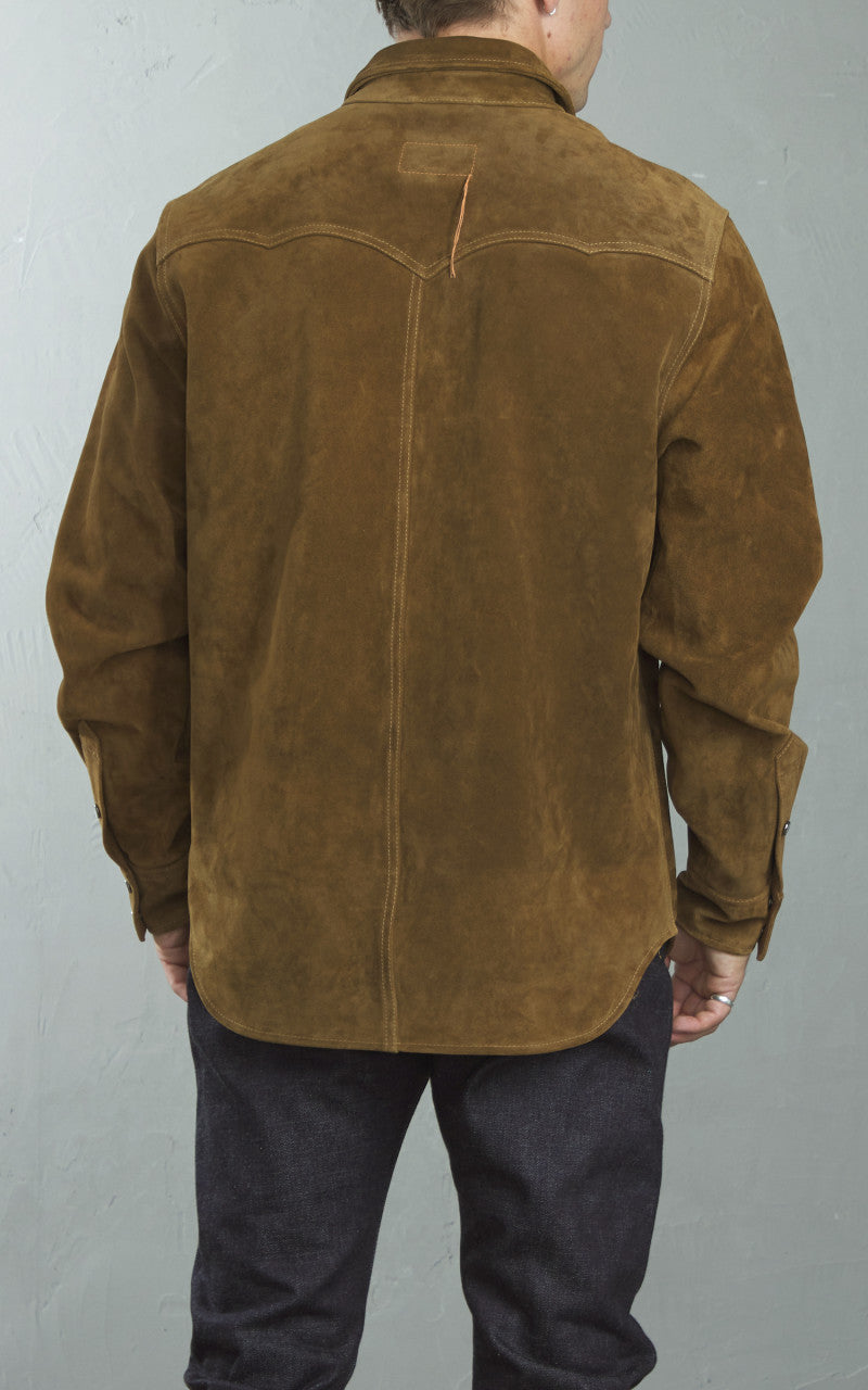 Fortela Ranch Western Suede Shirt Jacket Brown