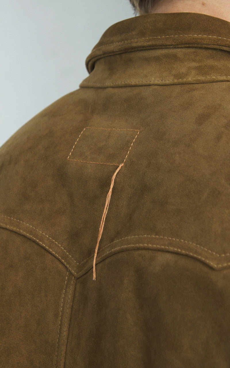 Fortela Ranch Western Suede Shirt Jacket Brown