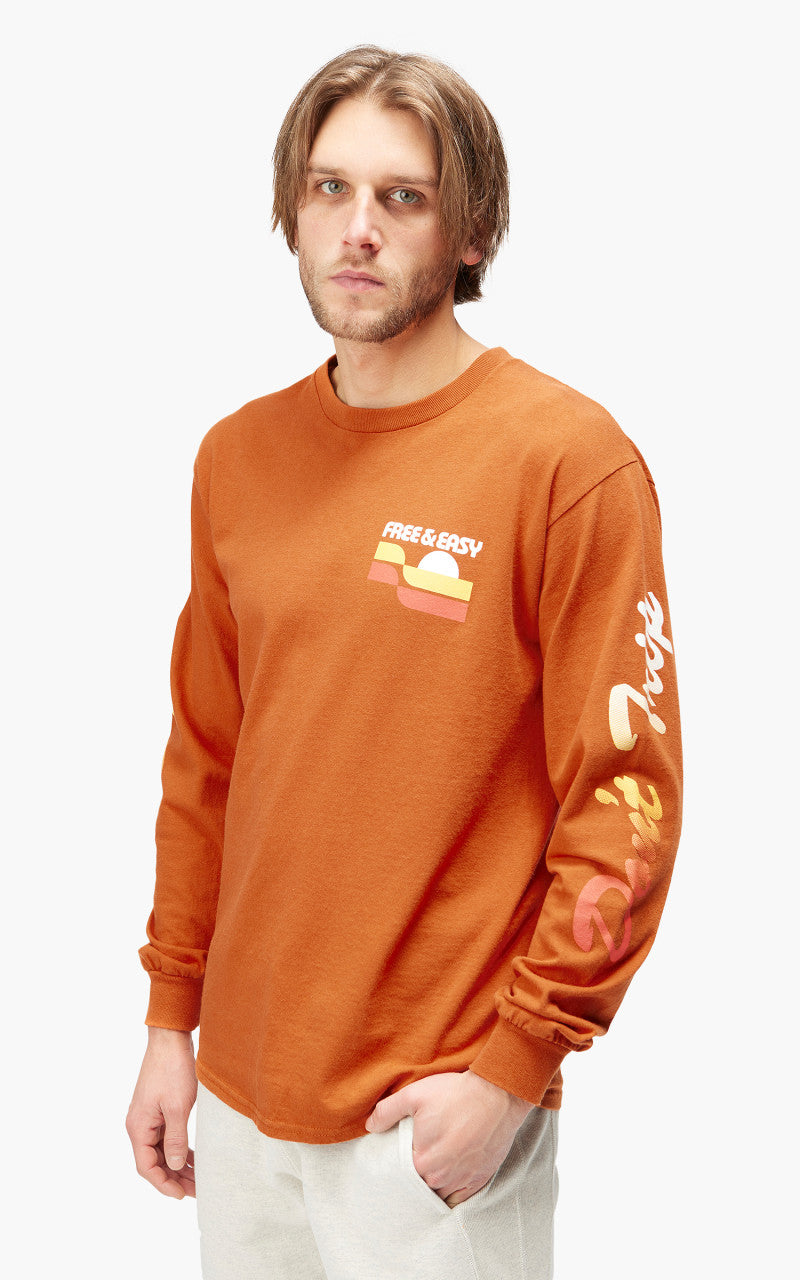Free & Easy Sunset Waves L/S Tee Orange