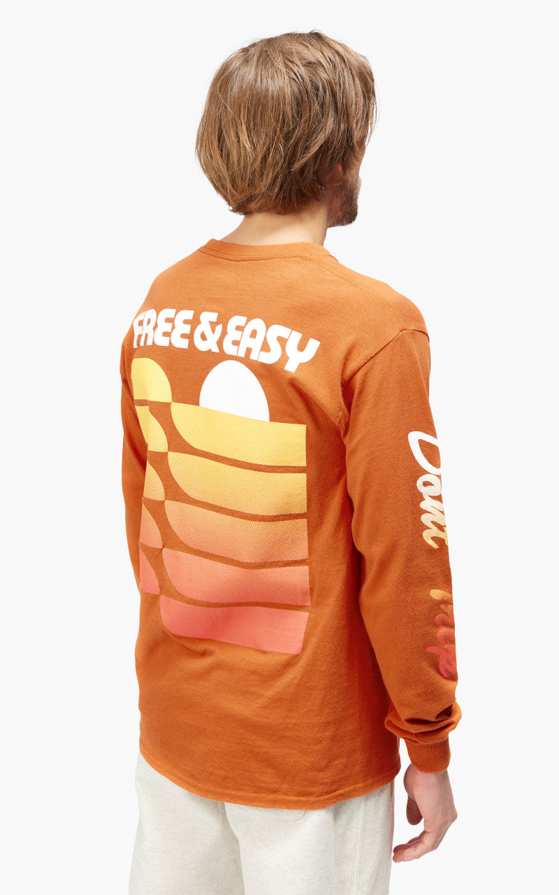 Free & Easy Sunset Waves L/S Tee Orange