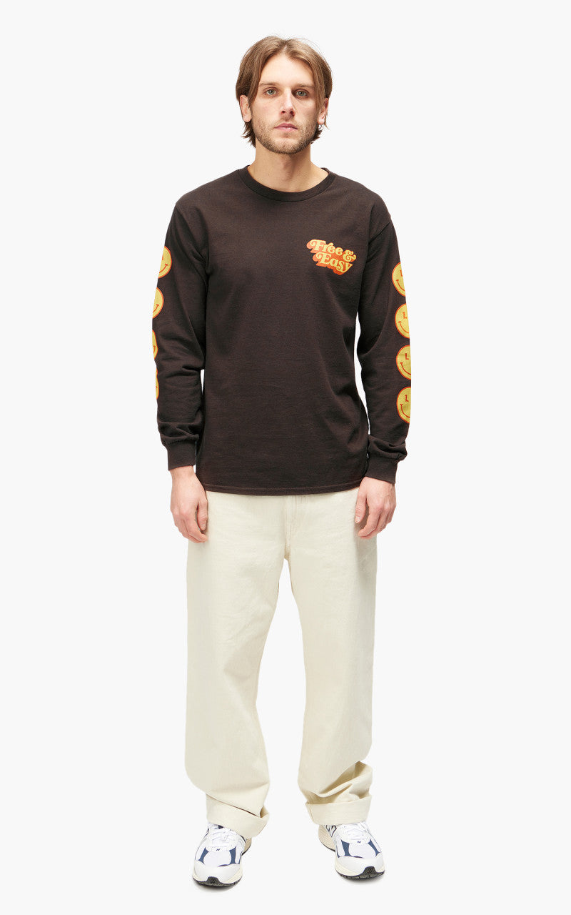 Free & Easy Be Happy L/S Tee Brown