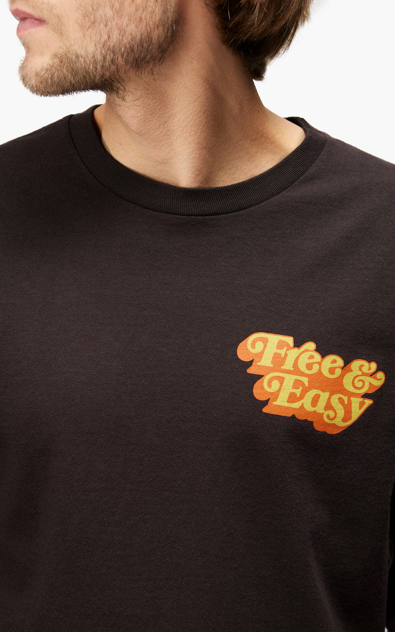 Free & Easy Be Happy L/S Tee Brown