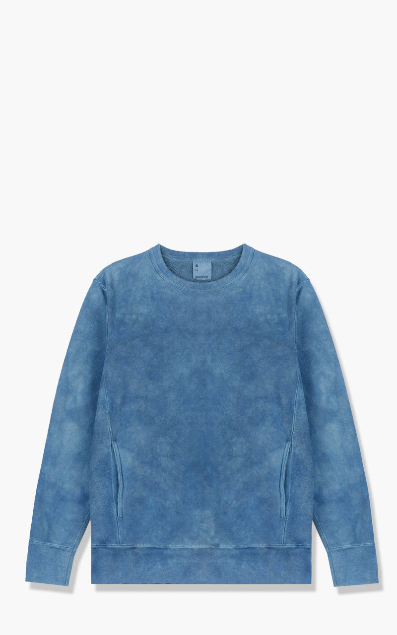 3sixteen French Terry Crewneck Natural Indigo Crumple Dye