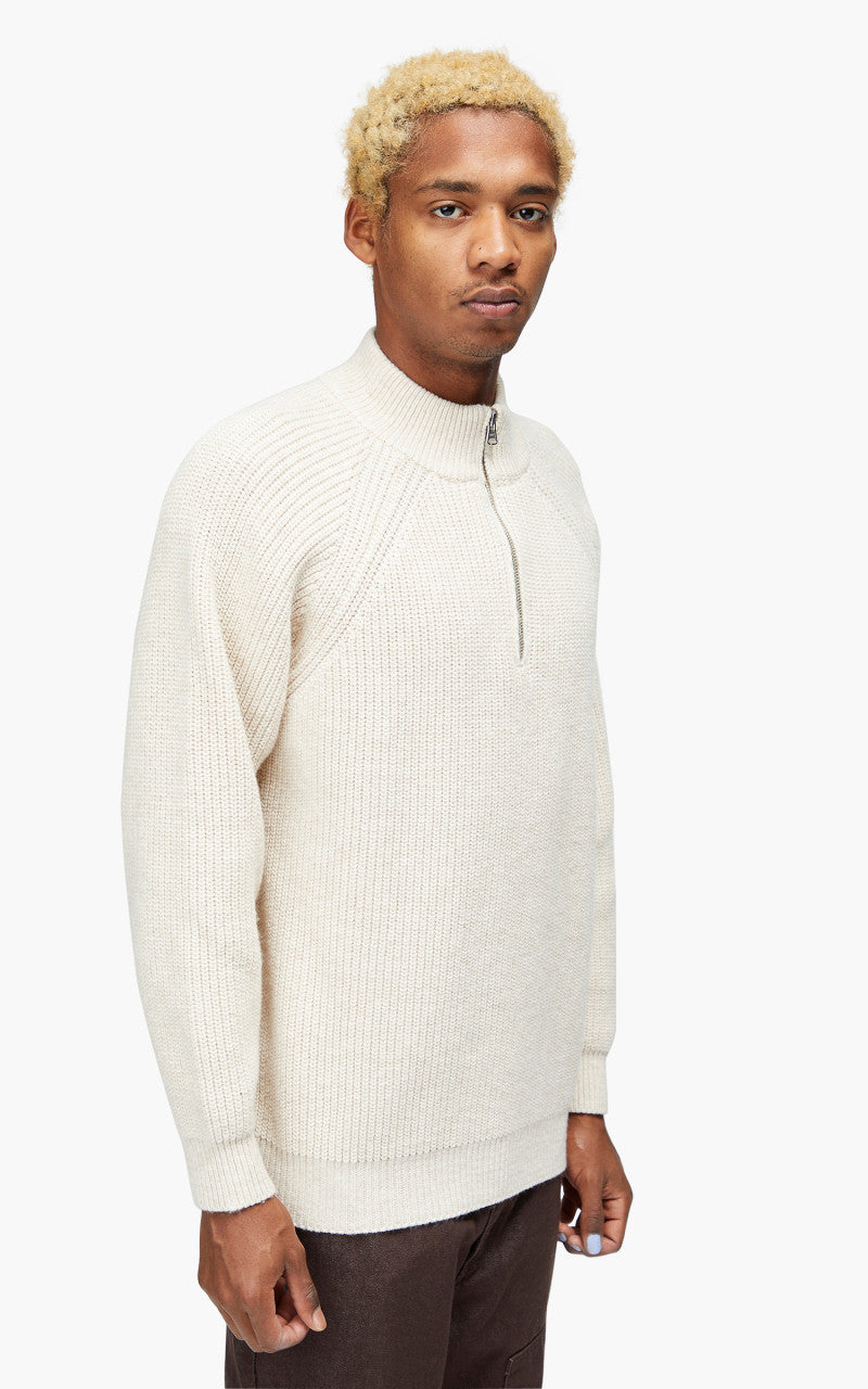 FrizmWORKS Half Zip Mock Neck Sweater Oatmeal