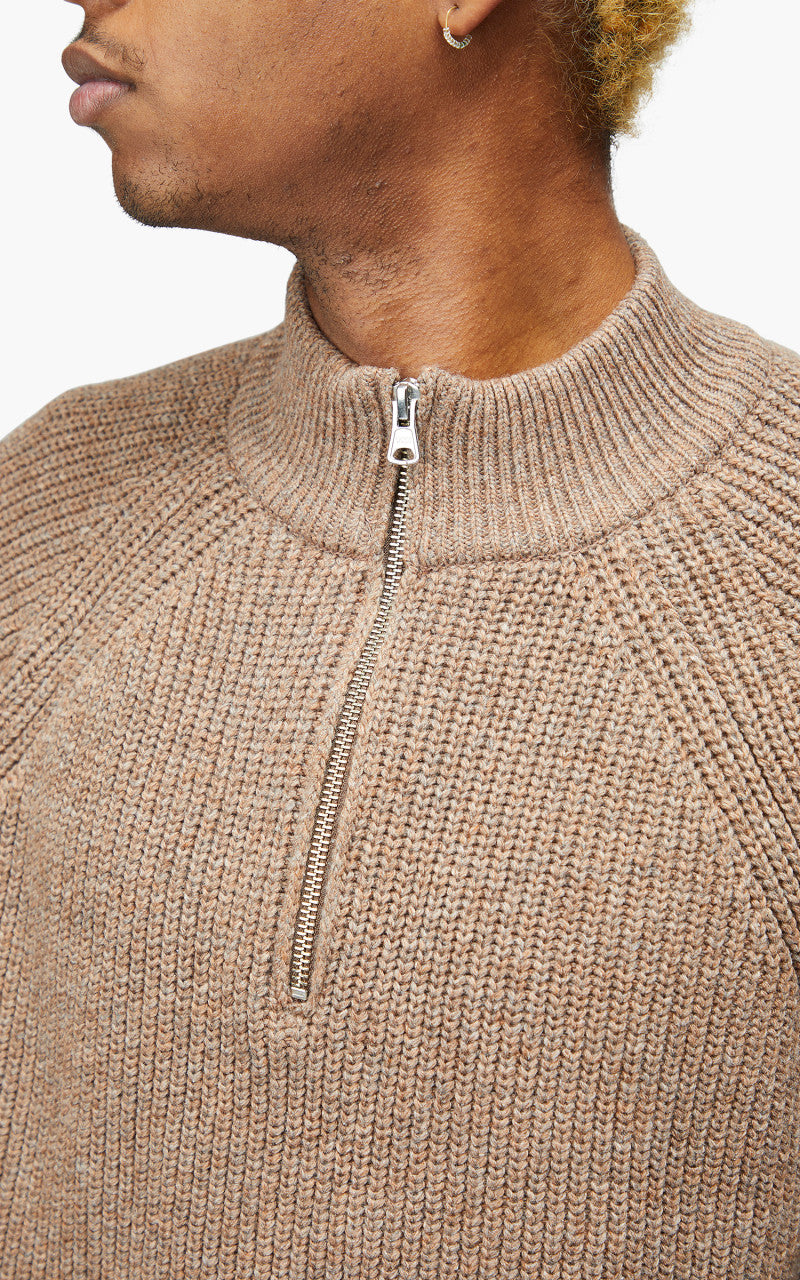FrizmWORKS Half Zip Mock Neck Sweater Cocoa