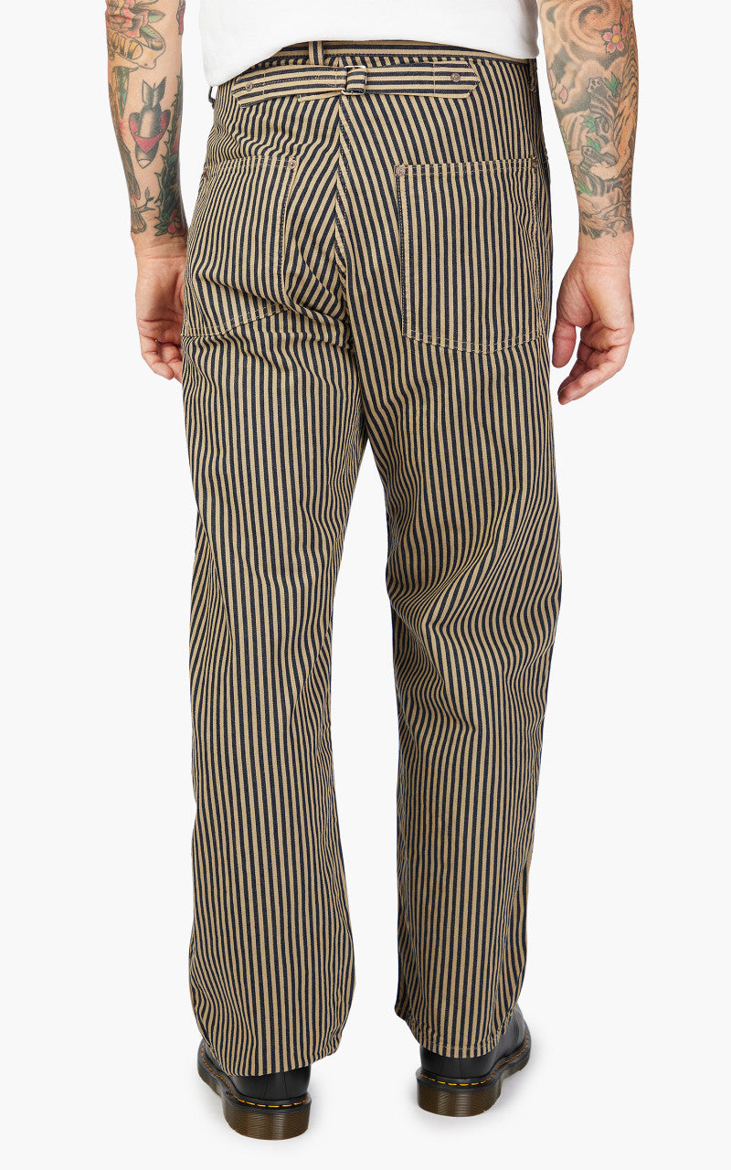 Fullcount 1129-3 Brown Hickory Cinch Back Work Pants Indigo Blue/Brown