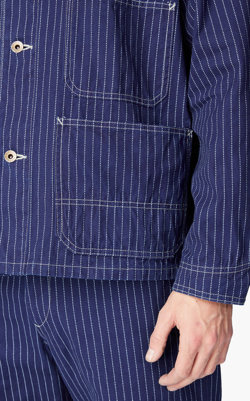 ジャケット・アウター 8HU INDIGO WABASH STRIPE CHORE JACKET LC King Wabash Stripe Chore Coat - Made in the USA – LC King Mfg