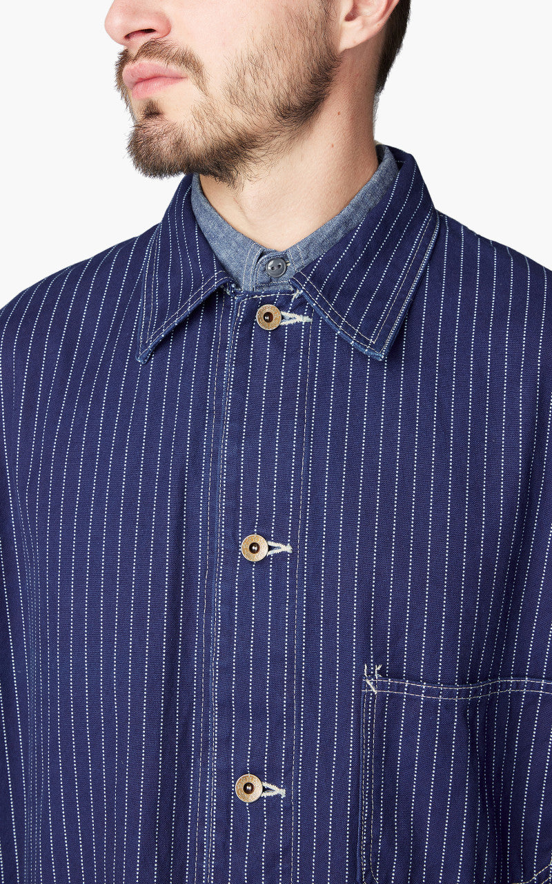 ジャケット・アウター 8HU INDIGO WABASH STRIPE CHORE JACKET LC King Wabash Stripe Chore Coat - Made in the USA – LC King Mfg